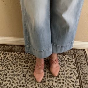 NEW Jeffrey Campbell Blush Suede Cyrus Mules 7.5 Velvet Bow